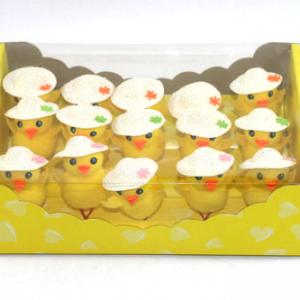 7cm Easter pom pom duck with hat 15pk 