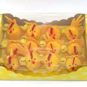 7cm chenille chick with baby chick 12pk