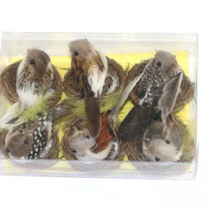 8cm Feather bird in nest ST92013