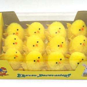 9cm Easter chenille chick 12pk 15BY196