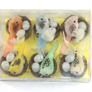 9cm Feather bird with egg in nest ST92015