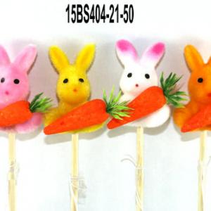 Easter bunny with carrot on 50cm stick 15BS404-21-50