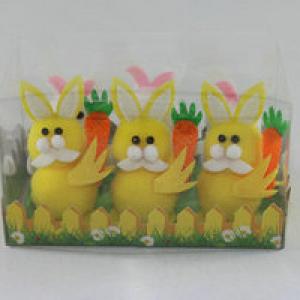 Easter buuny with carrot yellow & white 6pk