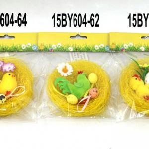 Easter chick & bunny with 11cm sisal 15BY604-62/-63/-64