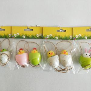 Easter chick, duck, bunny in egg with rope 16EK161-4