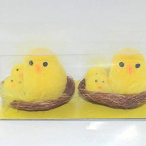 Easter chick with 2 baby chick in nest 2pk