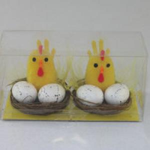 Easter chick with 2 small egg in nest