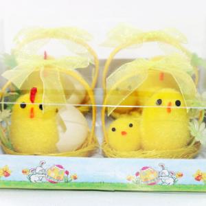 Easter chick with broken egg & small chick in nest 4pk