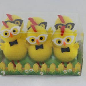 Easter chick with glass and bow tie 6pk
