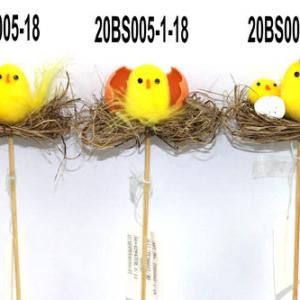 Easter chick with grass on 18cm stick 20BS005-18/-1-18/-2-18