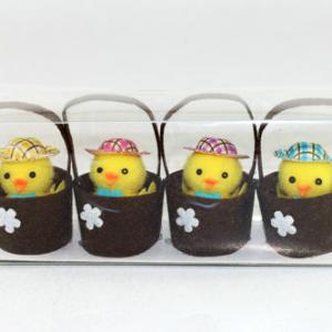 Easter chick with hat in basket 4pk