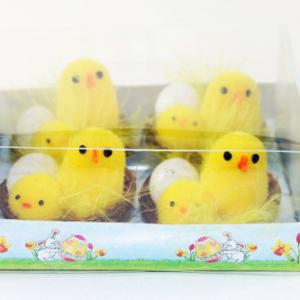 Easter chick with small chick and egg in nest 4pk