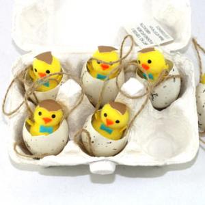 Easter duck in egg with rope 6pc 13BY050-1