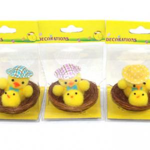 Easter duck with hat in nest 