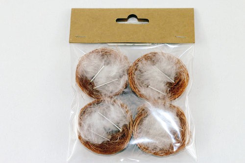 Easter nest with feather 4pk