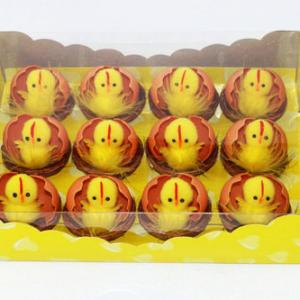 Easter pom pom chick with egg in 5cm nest 12pk