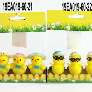 Easter pom pom chick with hat 3pk 19EA019-60-21/22