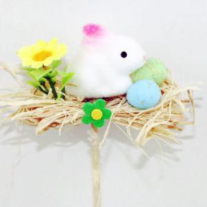 Easter rabbit with grass on 18cm stick 20BS003-3-18