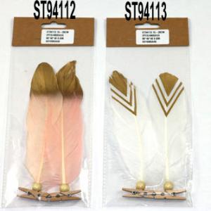 Feather with pattern and with clip S/2 ST94112/13