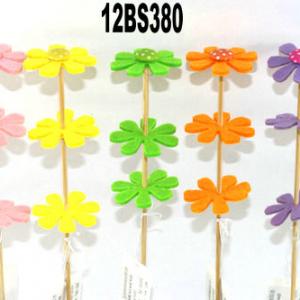 Felt flower with stick 12BS380/-1/-3