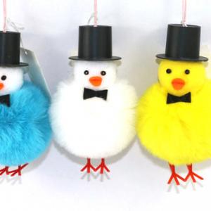 Fluffy pom pom hanging easter boy chick 19EA024
