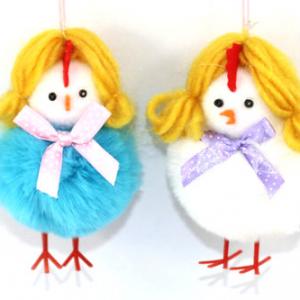Fluffy pom pom hanging easter girl chick 19EA023