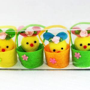 Rabbit in basket color asst 4pk