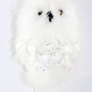 White owl 25cm with rope 20Y068